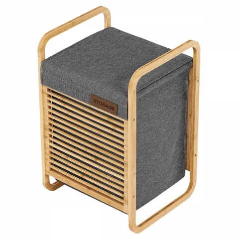 Koš prádelní - polyester, bambusová konstrukce, barva šedá DT3023 GREY Autronic