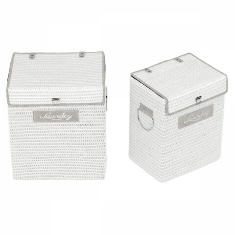 Koš prádelní - polypropylen, papír a látka, bílý, cena za sadu 2 ks DT3028 WT Autronic