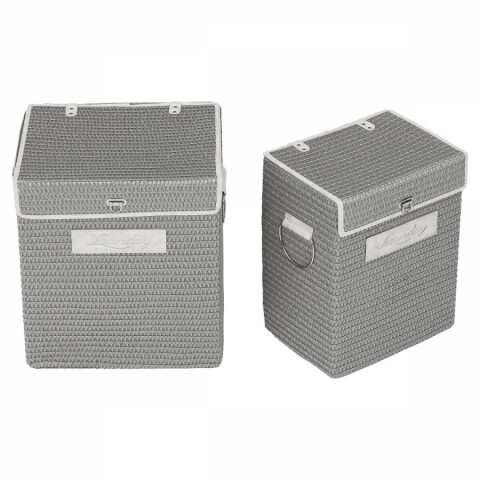 Koš prádelní - polypropylen, papír a látka, šedý, cena za sadu 2 ks DT3028 GREY Autronic