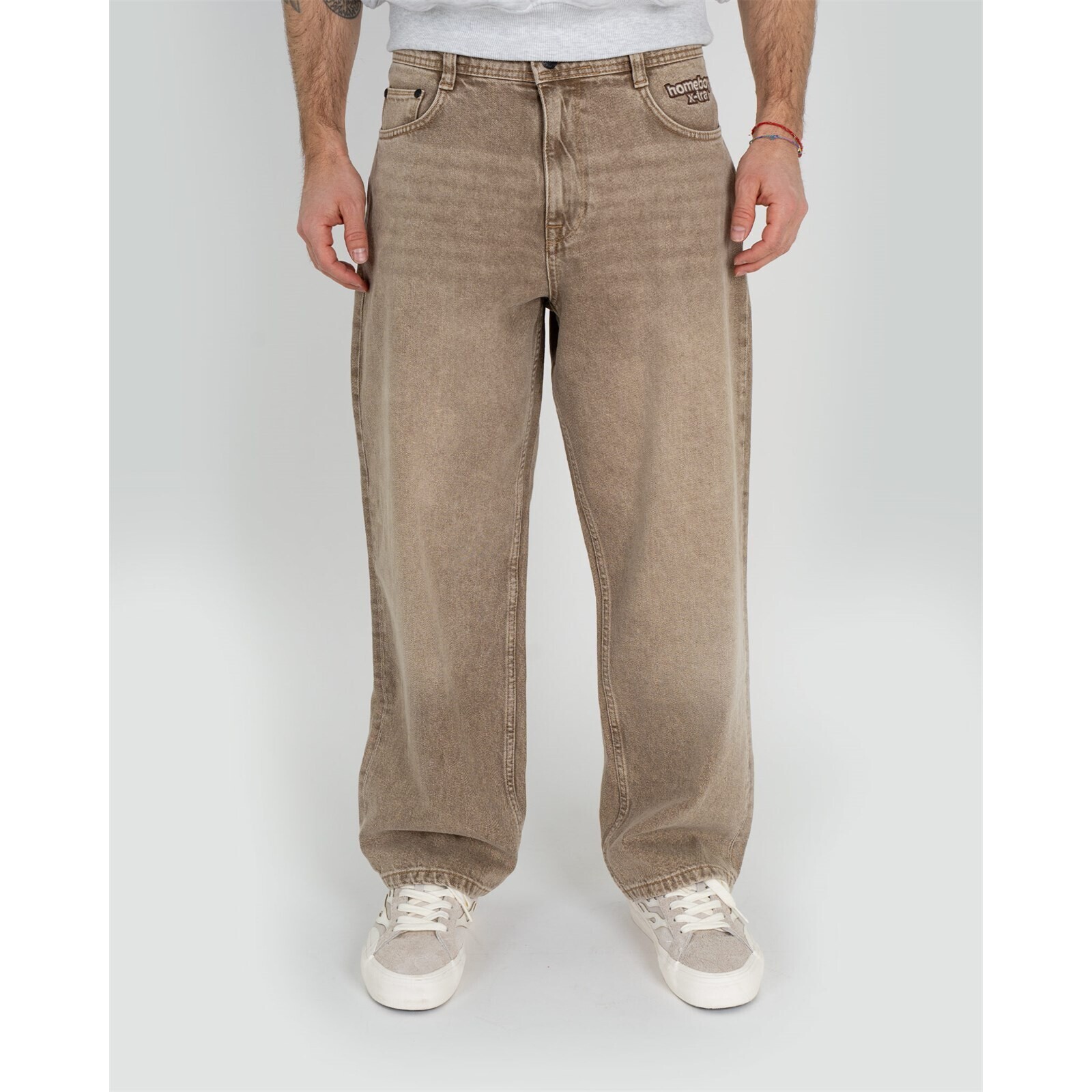 kalhoty HOMEBOY - X-Tra Baggy Dye Denim Washed  Brown (WASHED  BROWN-92) velikost: 32/32