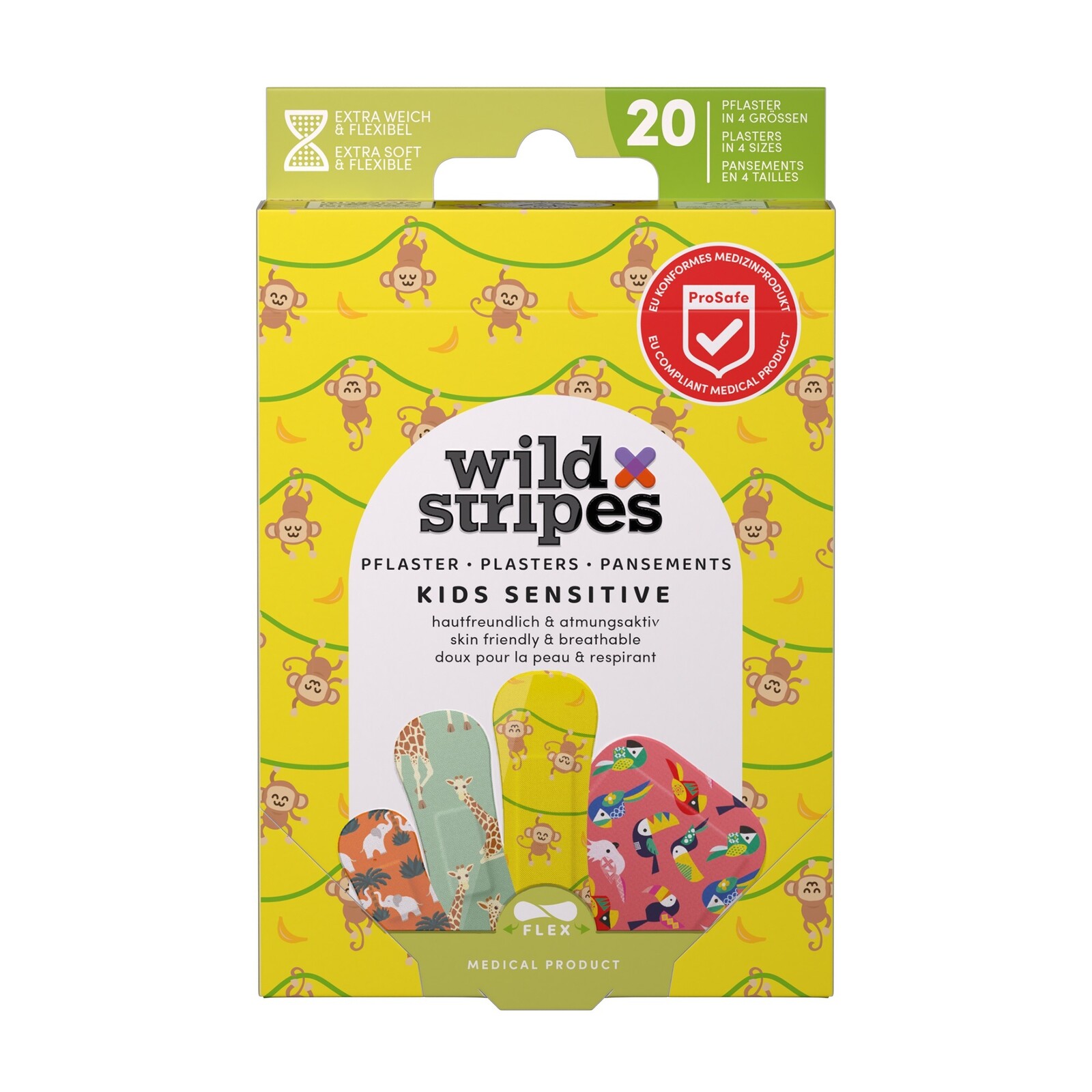 Wild Stripes Dětské náplasti Kids Sensitive Jungle Vibe Plasters 20 ks