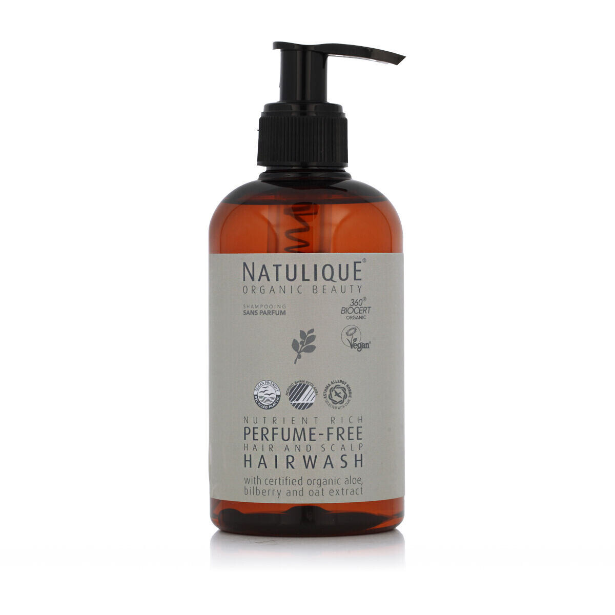 Natulique Perfume-Free Hairwash přírodní neparfemovaný šampon vhodný i pro citlivou, svědivou a podrážděnou pokožku hlavy 250 ml unisex