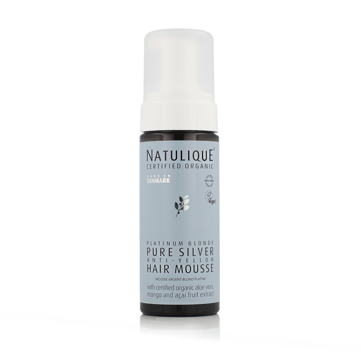 Natulique Pure Silver Hair Mousse přírodní bezoplachová pěna s pigmenty pro popelavé blond a jemné stříbrné vlasy 150 ml unisex