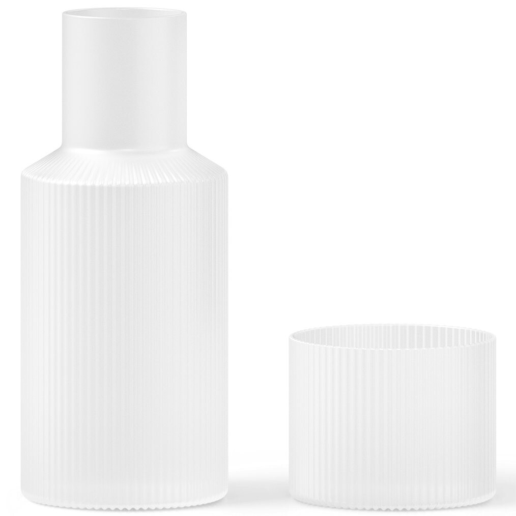 Karafa na vodu RIPPLE 500 ml, se sklenicí, bílá, sklo, ferm LIVING
