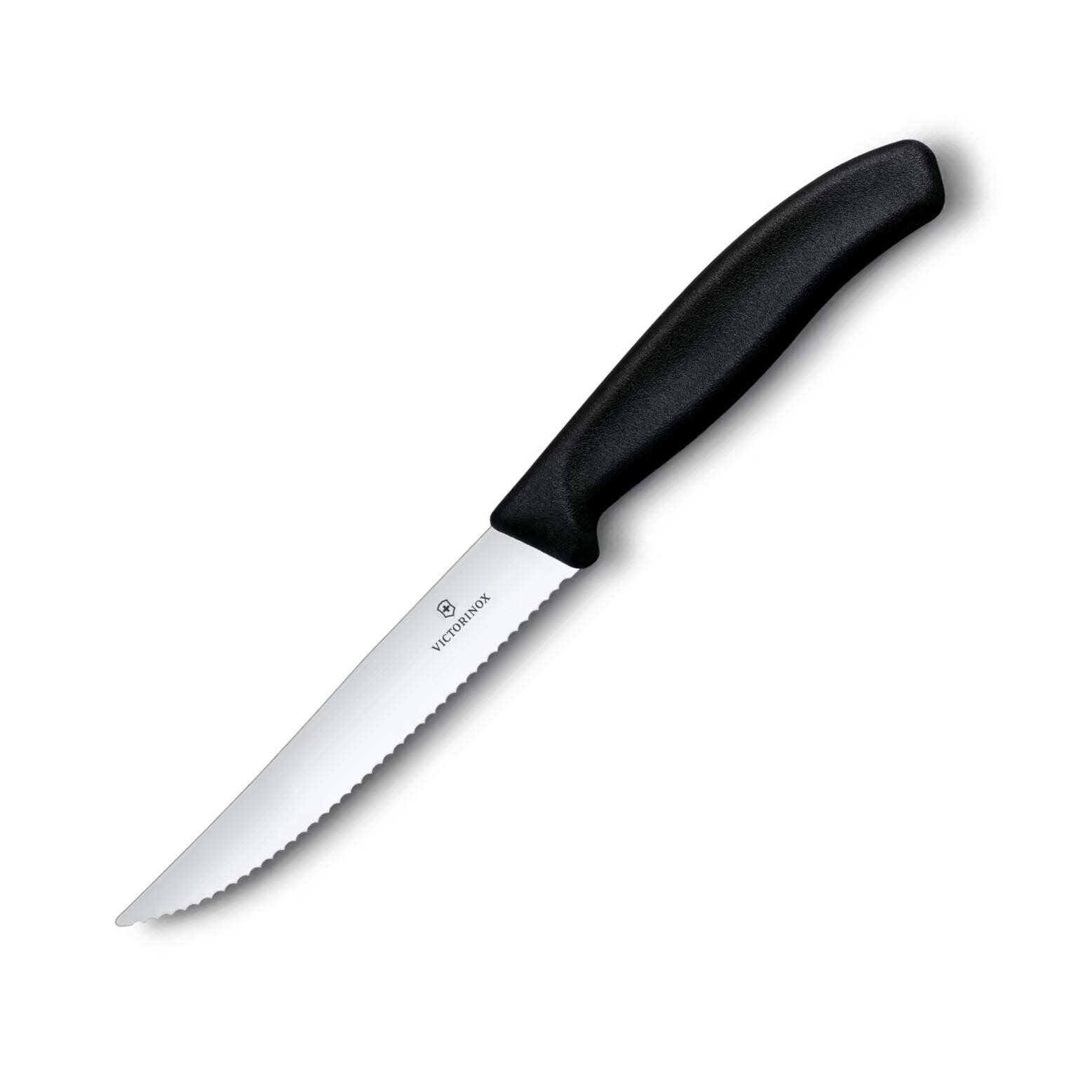 Steakový nůž SWISS CLASSIC GOURMET 12 cm, vroubkovaný, černá, plast, Victorinox