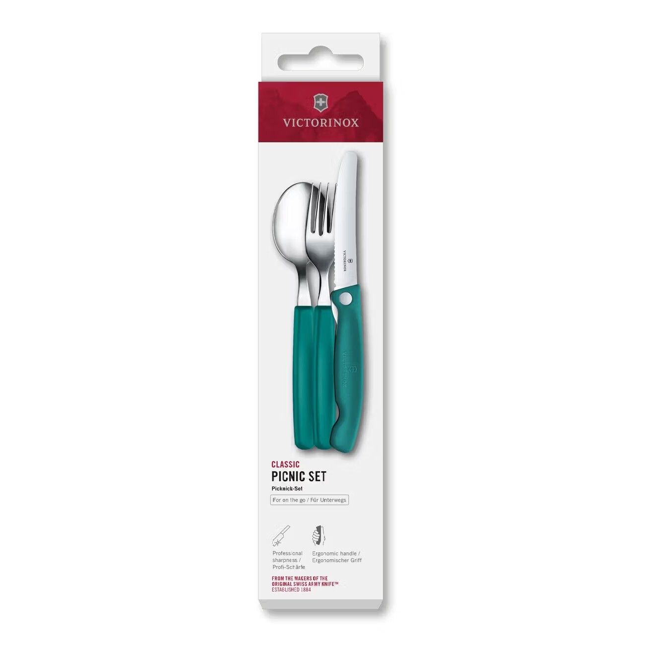 Sada cestovních příborů SWISS CLASSIC, sada 3 ks, zelená, plast, Victorinox