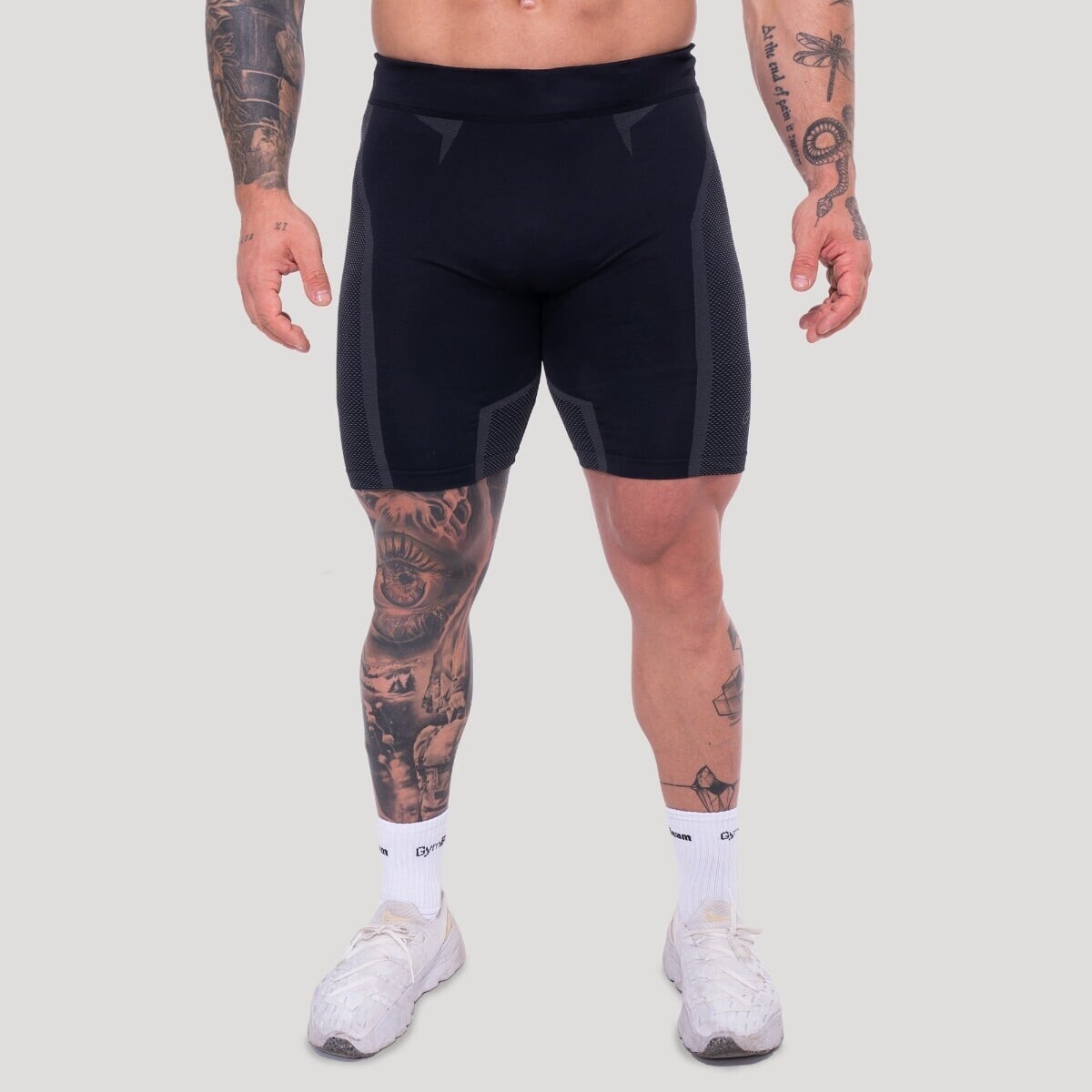 GymBeam Bezešvé šortky OG1 Black/Grey