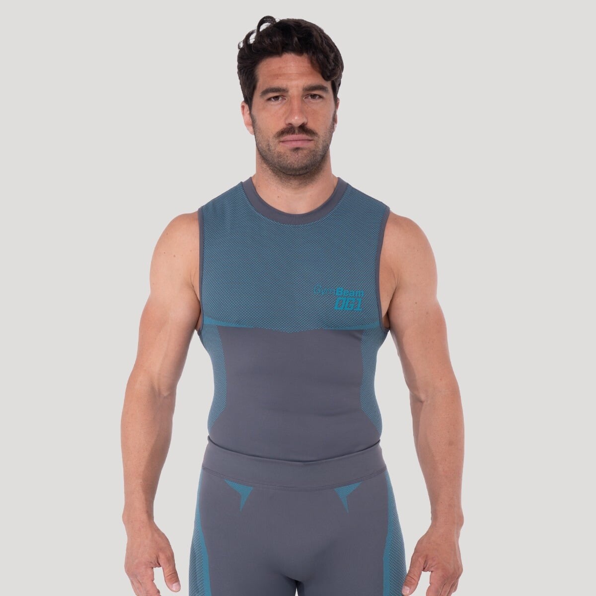 GymBeam Bezešvé tílko OG1 Grey/Blue