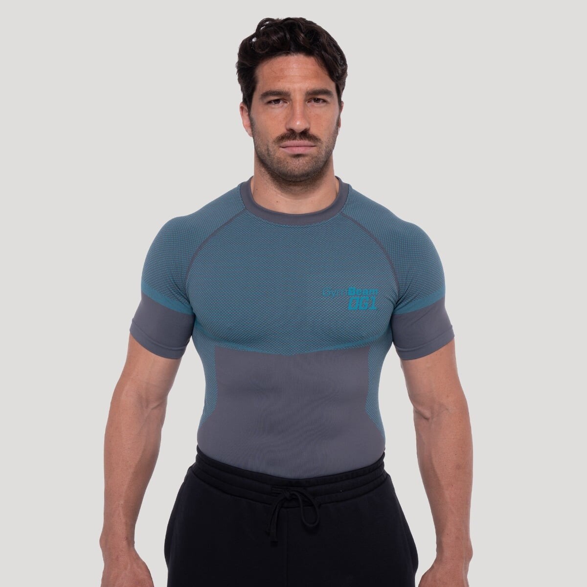 GymBeam Bezešvé tričko OG1 Grey/Blue