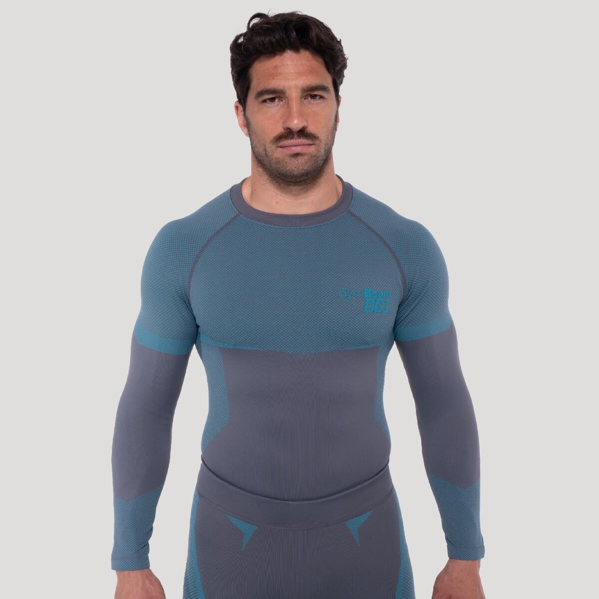 GymBeam Bezešvé tričko s dlouhým rukávem OG1 Grey/Blue