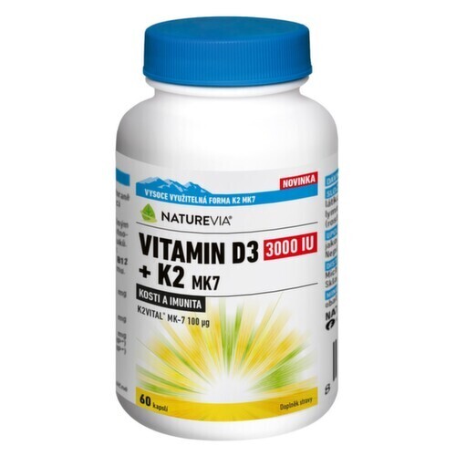 NatureVia Vitamin D3 3000IU + K2 MK7 cps.60