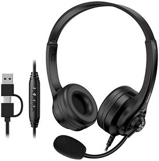 Genius HS-235U AI sluchátka s mikrofonem, drátová, černá
