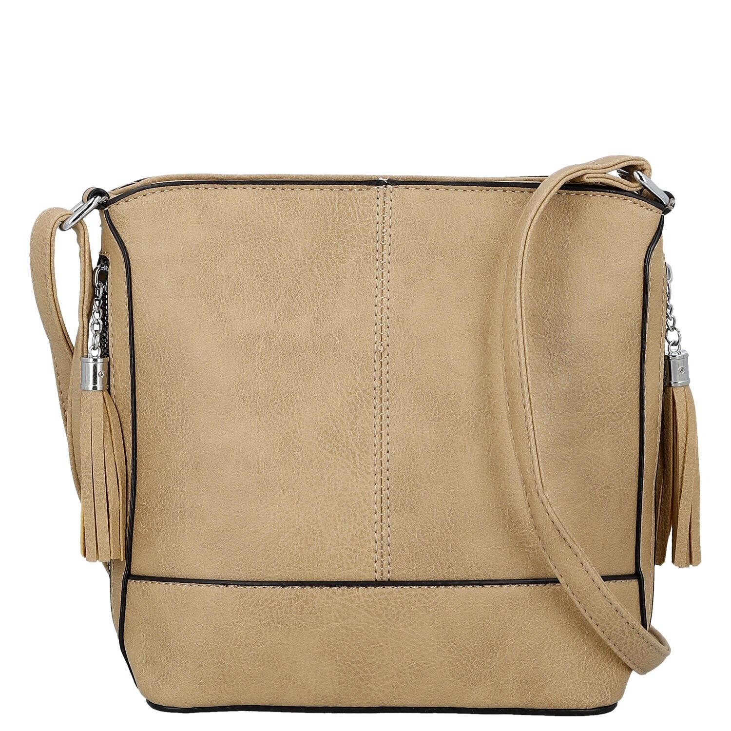 Trendy dámská koženková crossbody kabelka Lída, tmavě béžová