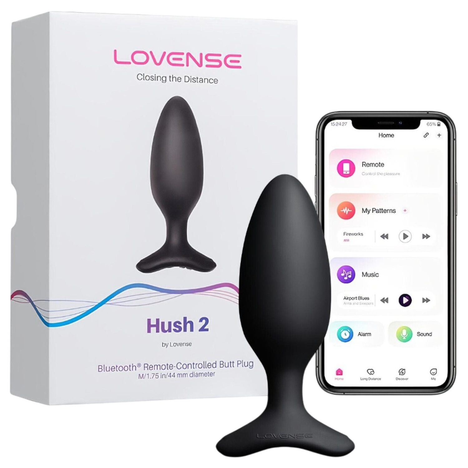 Lovense Hush 2 M - anální vibrátor ovládaný aplikací (45 mm, černý)