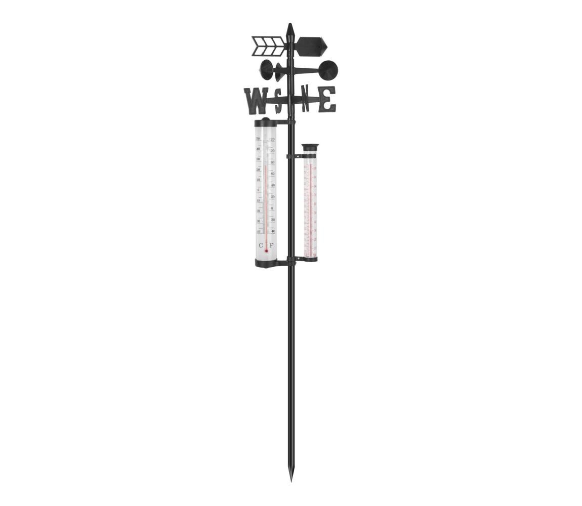 Zahradní meteorologická stanice 3v1 145 cm černá 11278