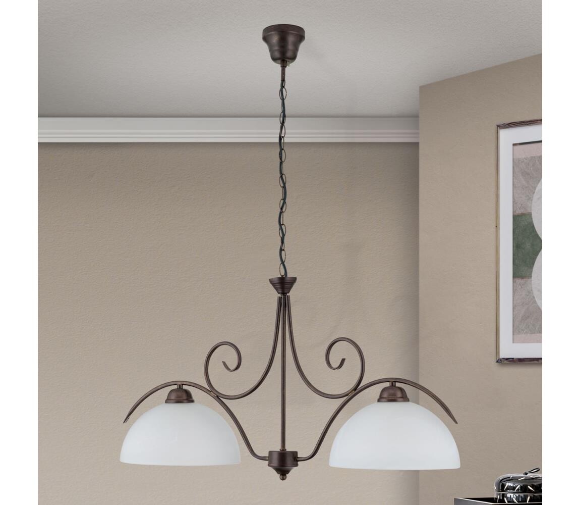 Orion - Lustr na řetězu RULA 2xE27/40W/230V bílá/bronz LU 1669/2 Antik