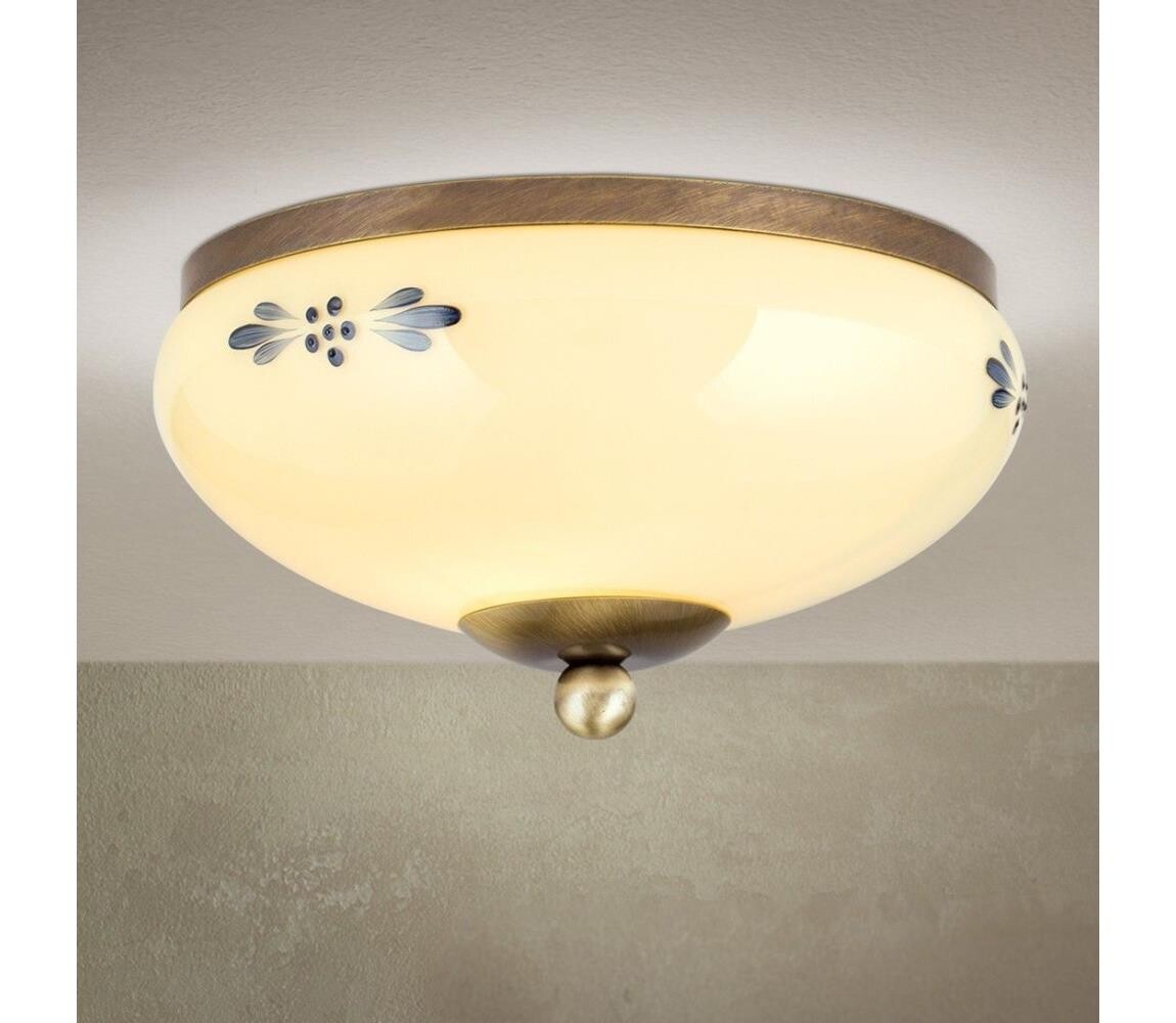 Orion - Stropní svítidlo LANDHAUS 1xE27/60W/230V pr. 21 cm bronz/béžová/modrá DL 7-672 Patina/champ-blau