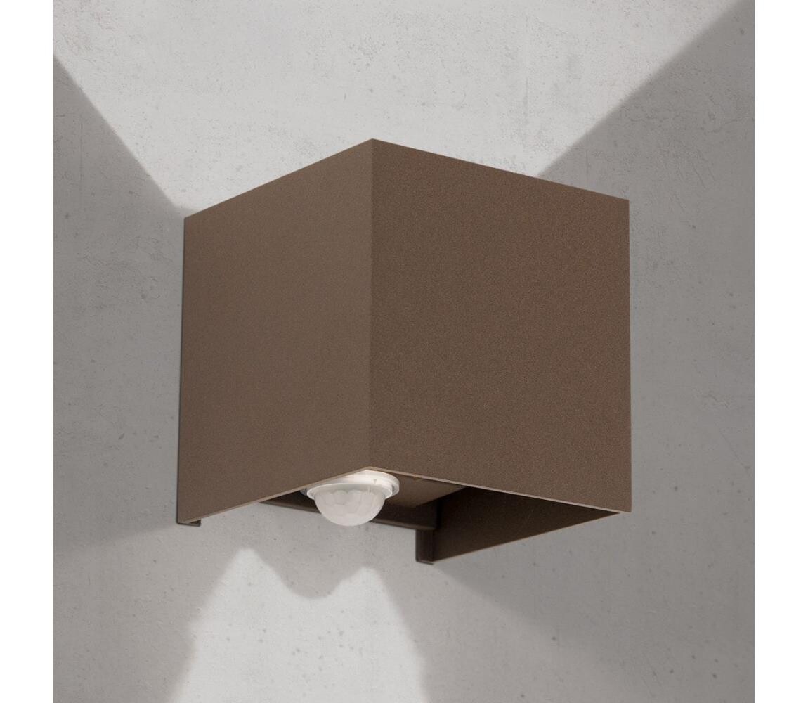 Orion- LED Venkovní nástěnné svítidlo se senzorem CUBE-S LED/13W/230V IP54 hnědá AL 11-1314 corten/Sensor