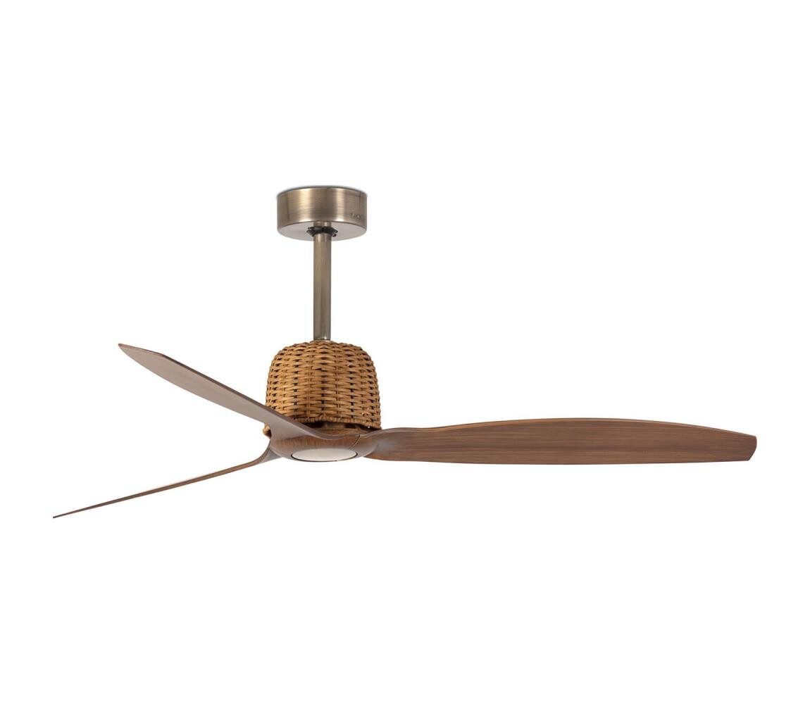 FARO Barcelona FARO 33436-Stropní látor WEAVER M pr. 128 cm mosaz/černá + dálkové ovládání 33436