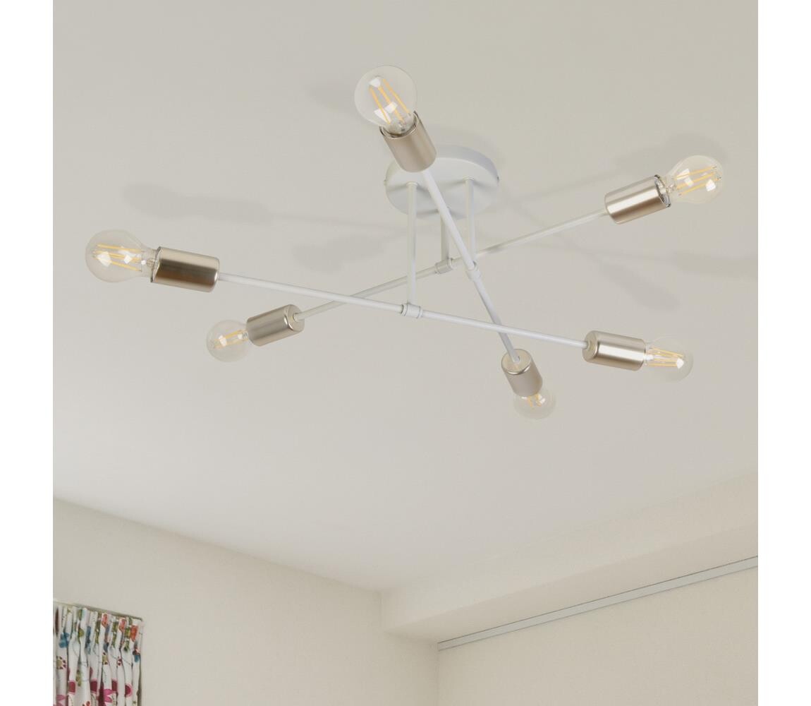 Přisazený lustr CAMBRIDGE 6xE27/15W/230V mosaz/bílá W-2022/6 SAND+GO MAT