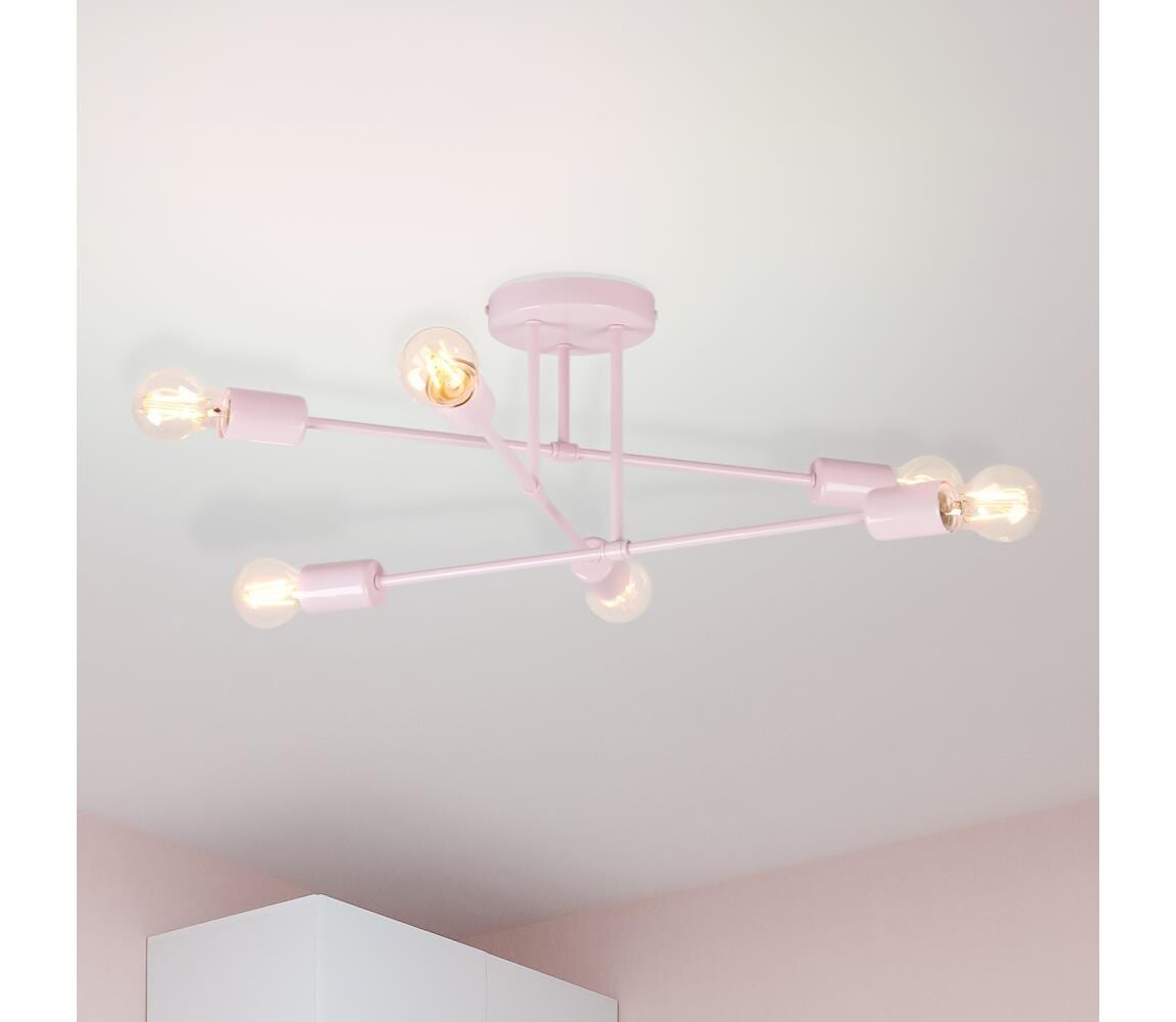 Přisazený lustr CAMBRIDGE 6xE27/15W/230V růžová W-2022/6 LPK