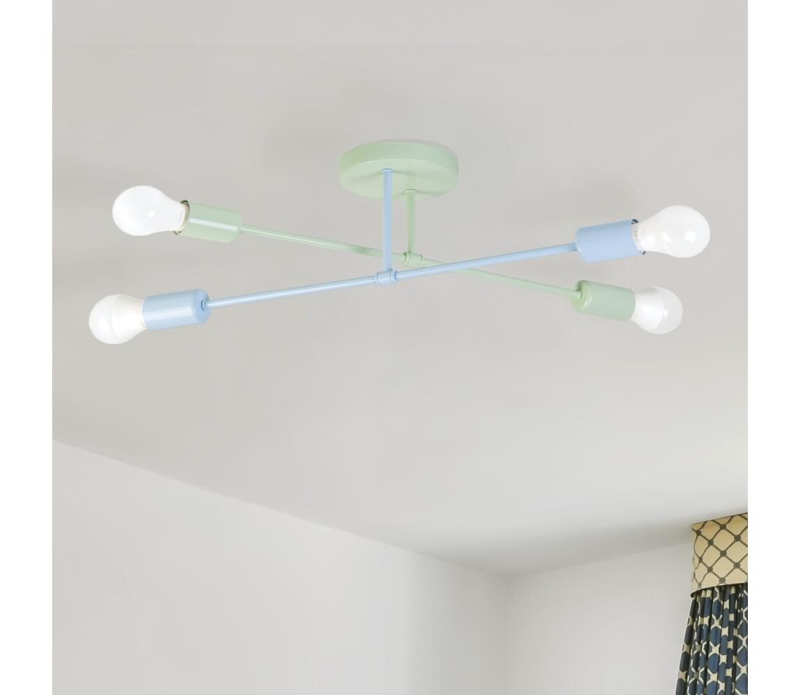 Přisazený lustr CAMBRIDGE 4xE27/15W/230V zelená/modrá W-2022/4 MT+LBL