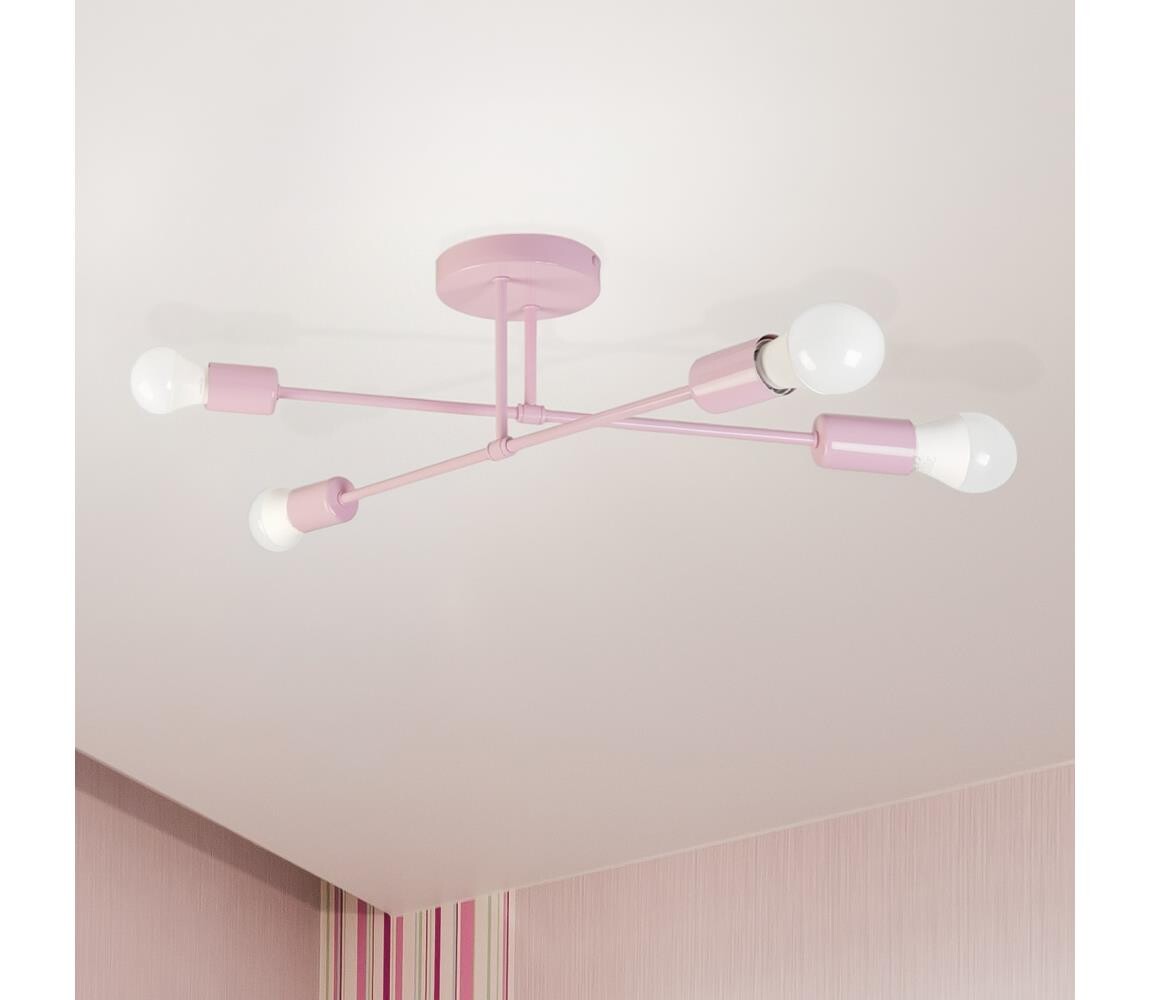Přisazený lustr CAMBRIDGE 4xE27/15W/230V růžová W-2022/4 LPK