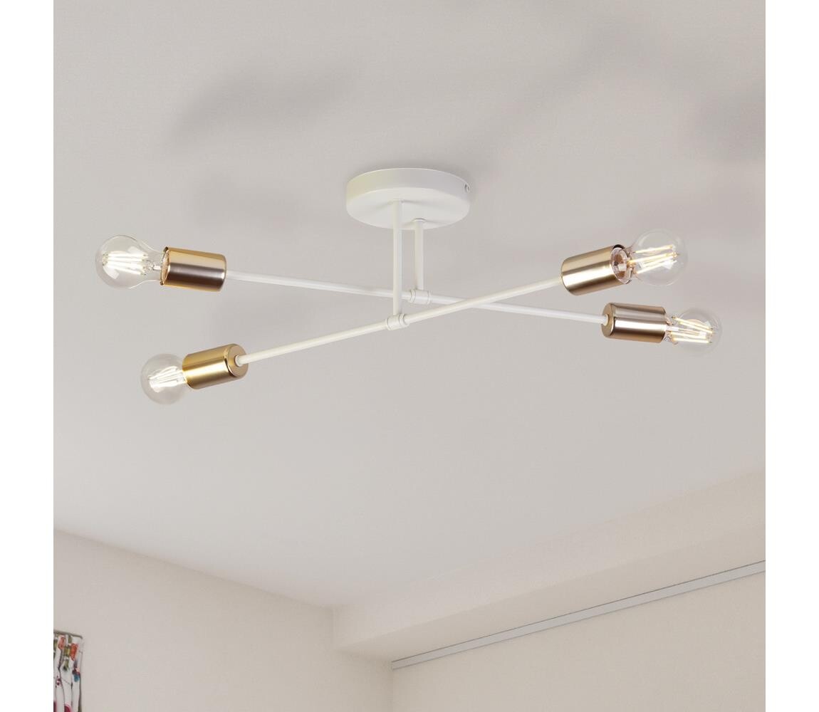 Přisazený lustr CAMBRIDGE 4xE27/15W/230V mosaz/bílá W-2022/4 SAND+GO MAT