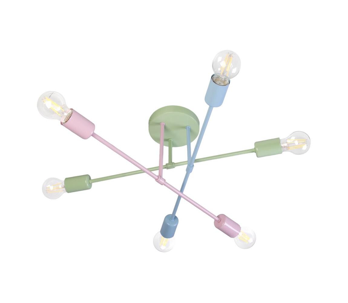 Přisazený lustr CAMBRIDGE 6xE27/15W/230V zelená/modrá/růžová W-2022/6 MIX III