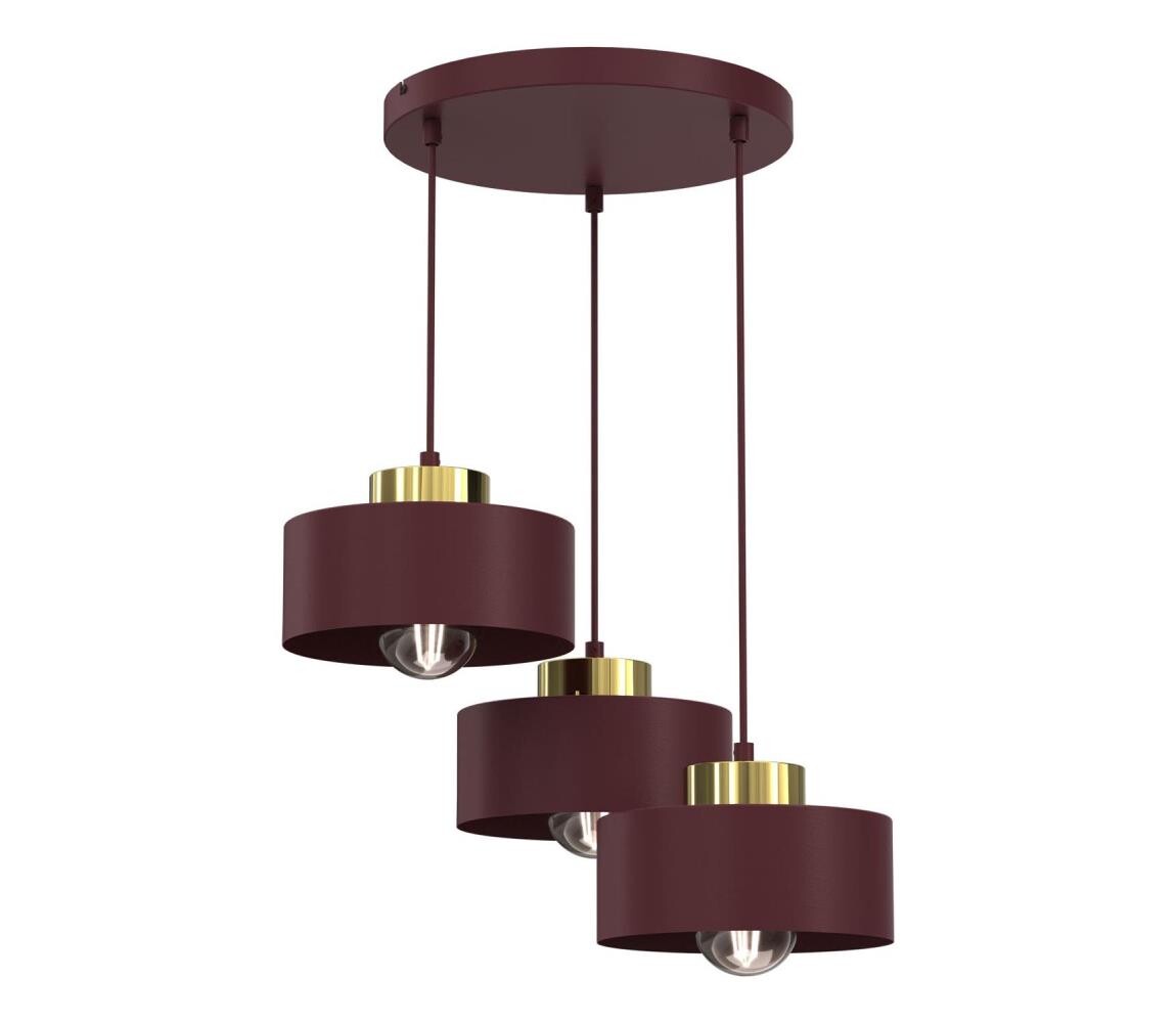 Lustr na lanku MARTI 3xE27/15W/230V burgundy/zlatá 9703A