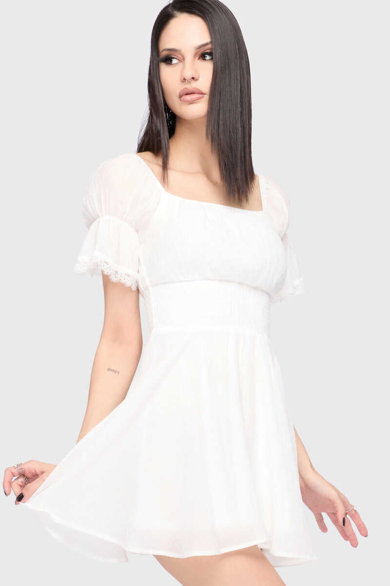 dámské šaty - mini KILLSTAR - CELESTIAL NIGHT - White XS