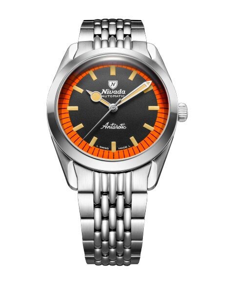Nivada Grenchen Super Antarctic Black & Orange - 38 mm No Date - Beads of Rice