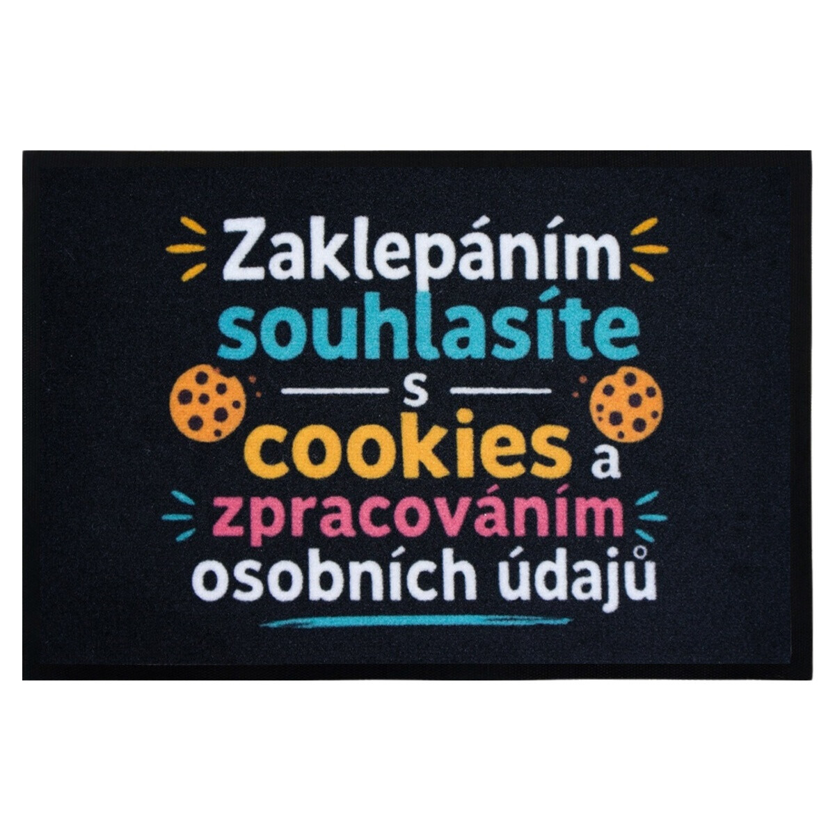 Rohožka Zaklepáním souhlasíte s cookies 40x60 cm, 40x60, černá, Mercury Flooring