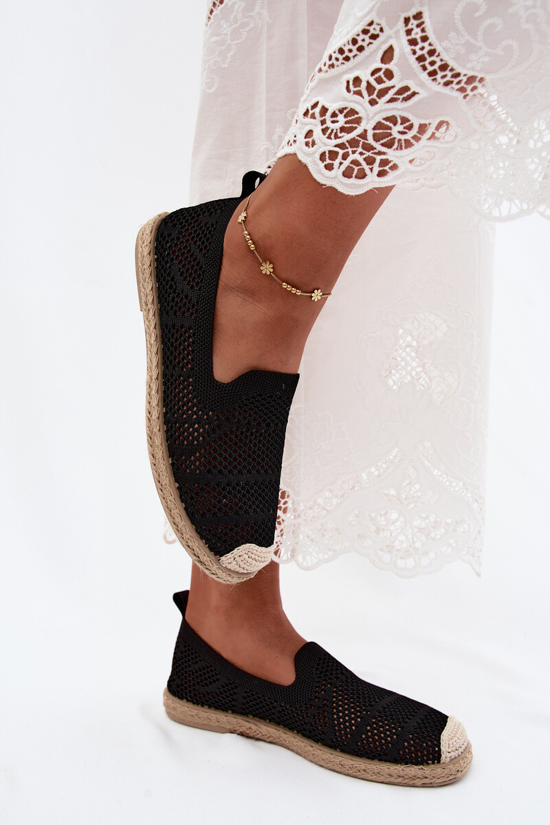 Dámské háčkované espadrilky Černé Candessa