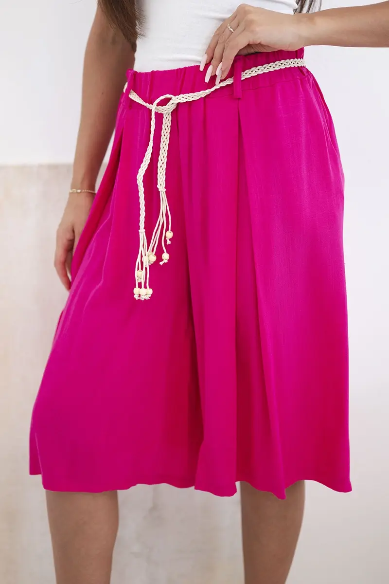 Dámské viskózové kraťasy Kesi s boho páskem fuchsiové