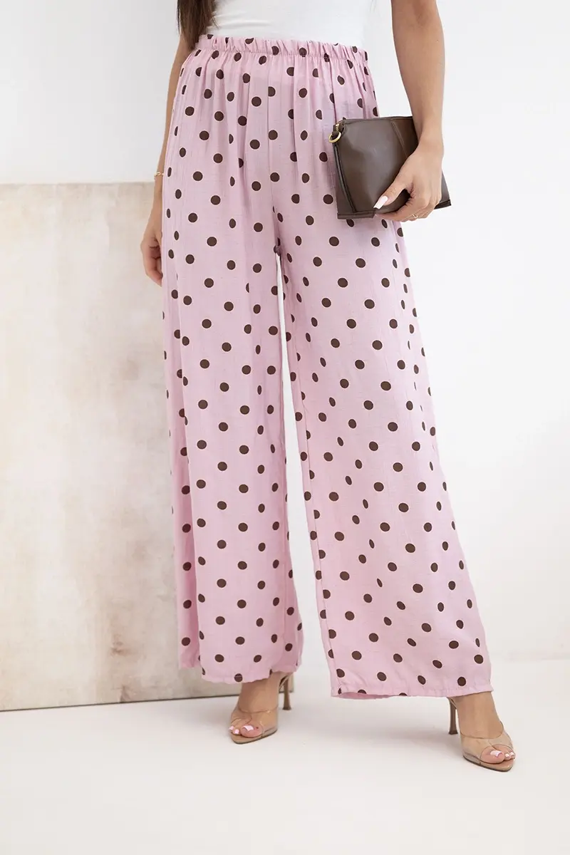 Dámské polka dot široké letní kalhoty