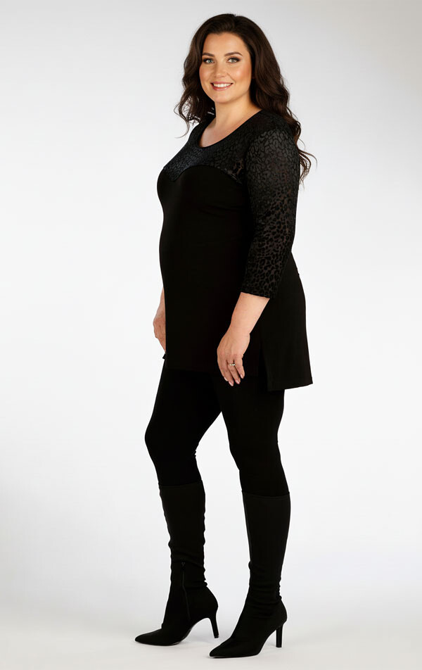 Dámské legíny pro plnoštíhlé plus size 5g183 černá litex xl
