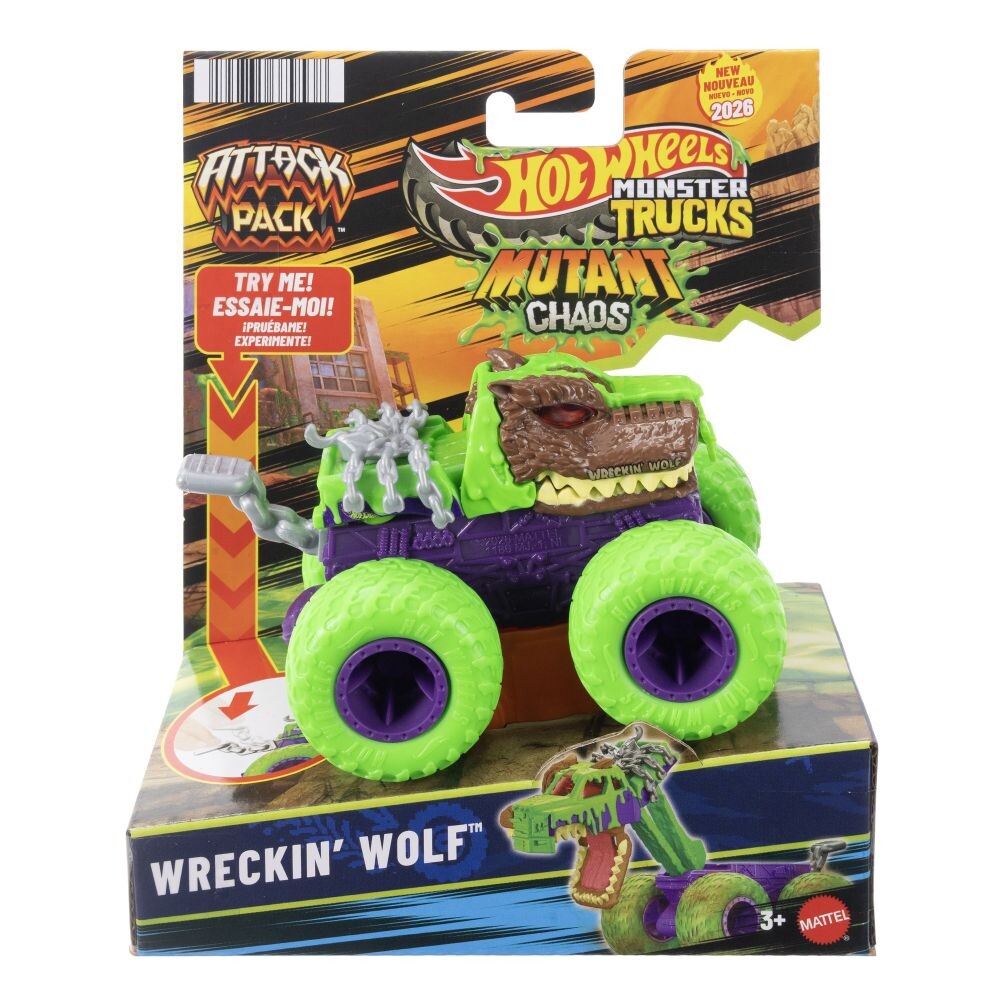 Mattel Hot Wheels Monster Trucks Attack Pack Wreckin Wolf
