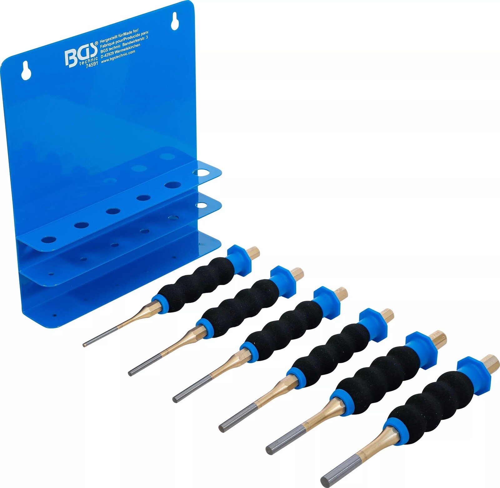 BGS technic Vyrážeče - průbojníky 3 ÷ 8 mm s ochranou ruky BGS1074591 (Sada 6 dílů) (BGS1074591)