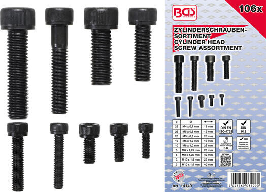 BGS technic Šrouby s válcovou hlavou s vnitřním šestihranem (inbus) BGS1014140 (Sada 106 dílů) (BGS101