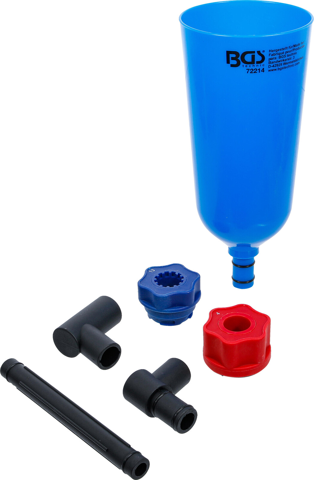 BGS technic Plastový trychtýř BGS 72214 s adaptéry pro plnění oleje. Pro VAG (Sada 6 dílů) (BGS1072214