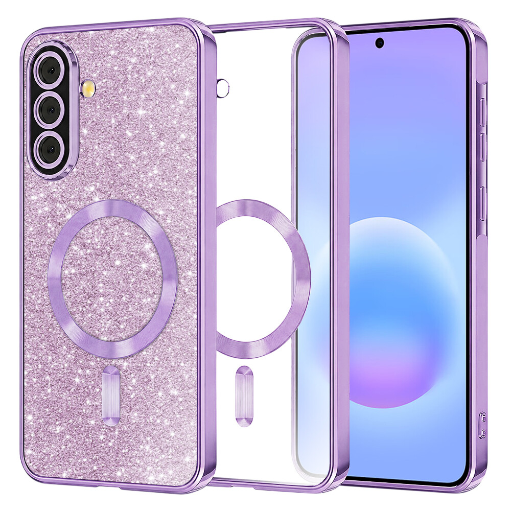 Kryt Techsuit Luxury Glitter MagSafe pro Samsung Galaxy A57 5G světle fialový