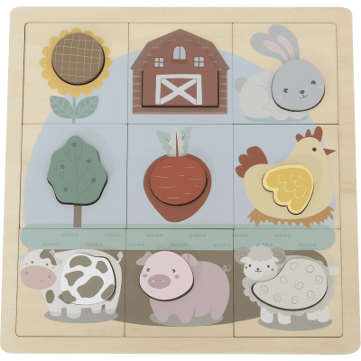 BABU - Edukativní puzzle Farma - 12 dílků