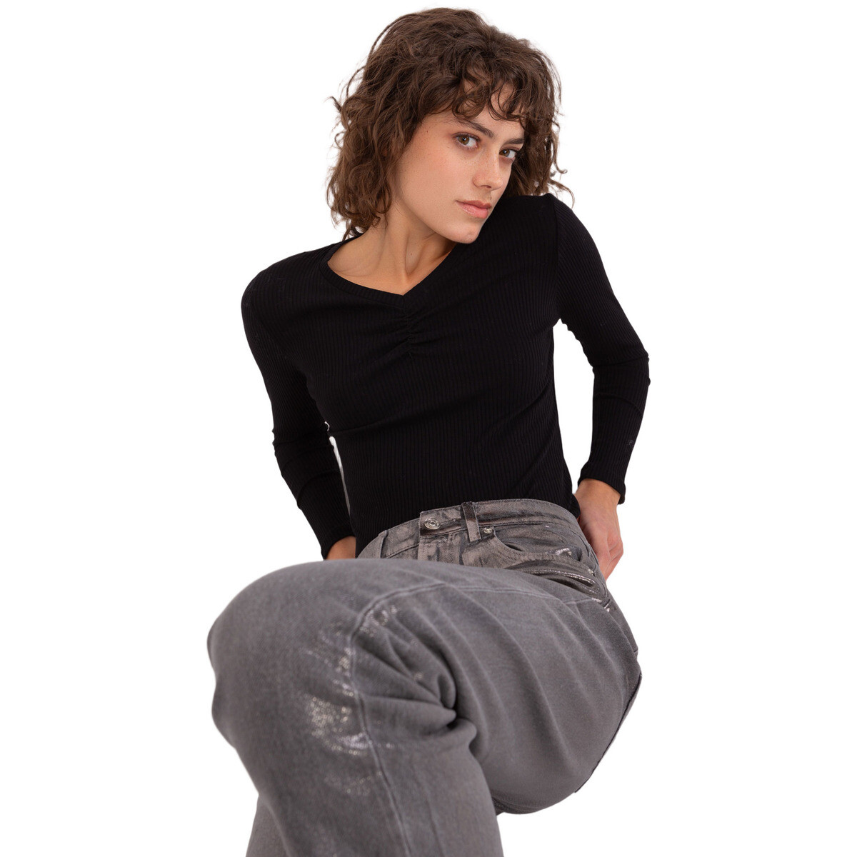 Basic Feel Good  Dámské tričko s dlouhým rukávem Cacía černá  Černá