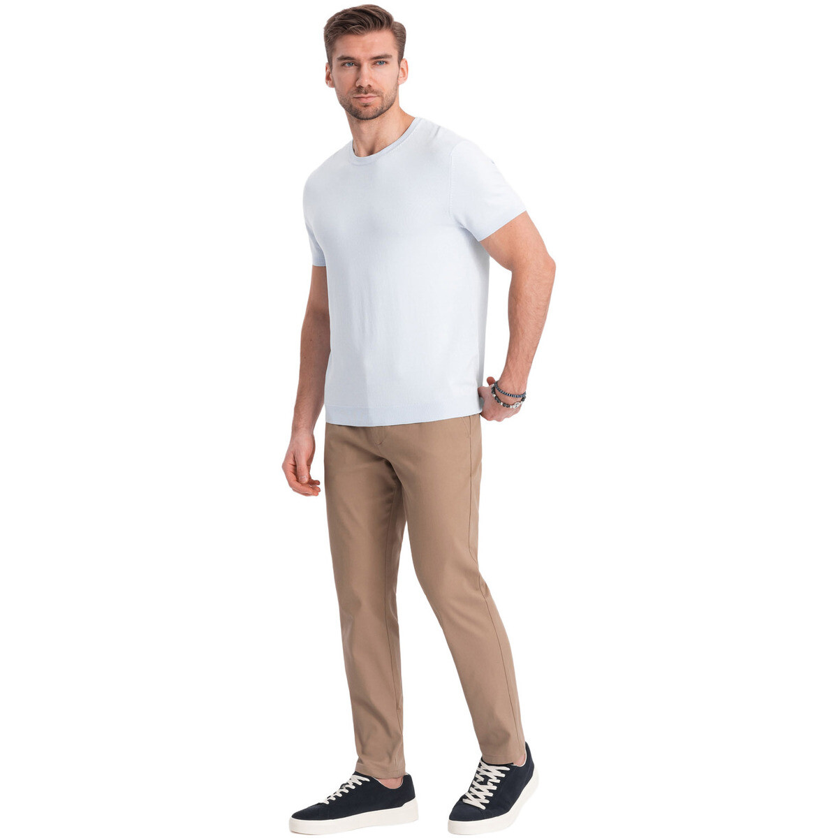 Ombre  Pánské chinos Thelen světle hnědá  Hnědá