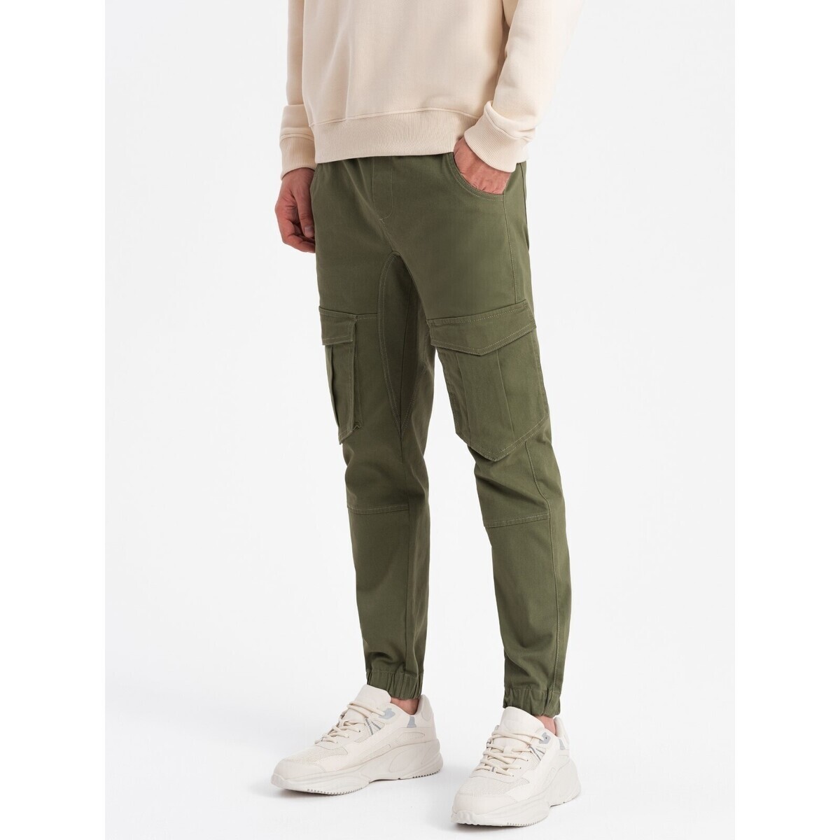Ombre  Pánské kalhoty joggers Razi olivová  Khaki