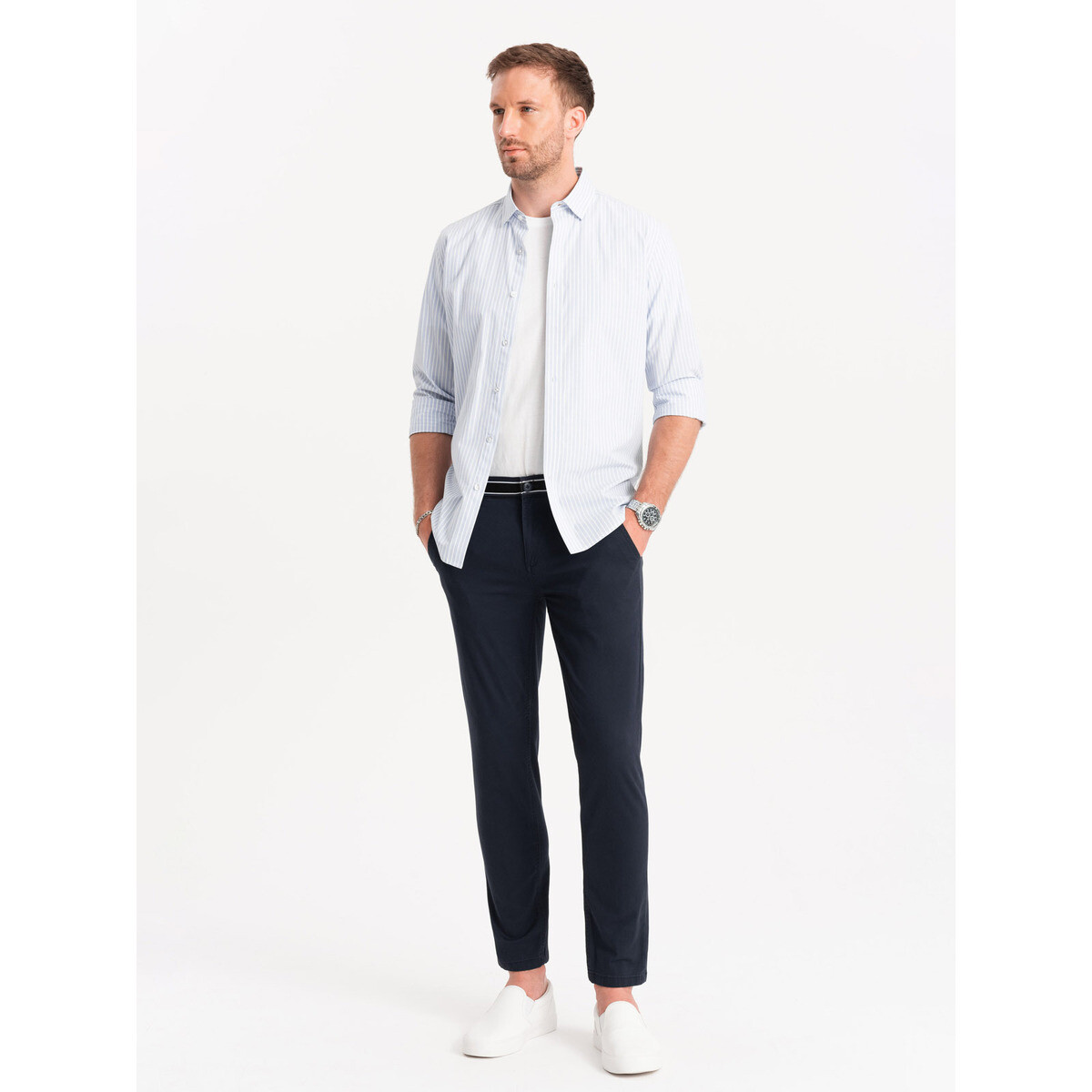 Ombre  Pánské chinos kalhoty Gargaragon navy  Tmavě modrá