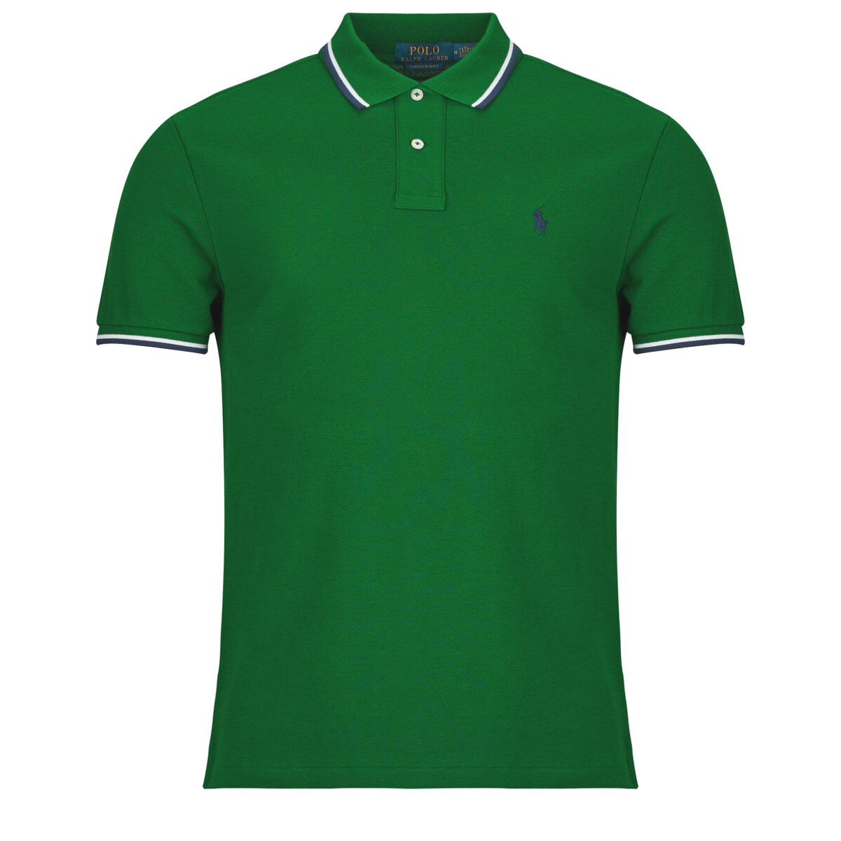 Polo Ralph Lauren  POLO COUPE DROITE EN COTON BASIC MESH COL RAYE  Zelená