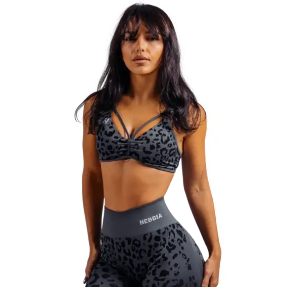 Nebbia Medium support sportovní podprsenka s leopardím vzorem PRIMAL 854