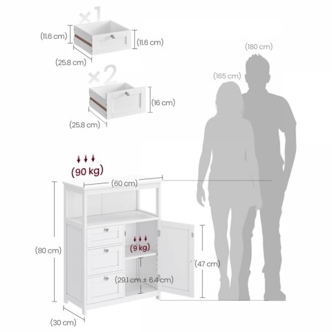Komoda 60×30×80 cm bílá MDF | AUK-E1154 WT AKCE, SUPER CENA Autronic